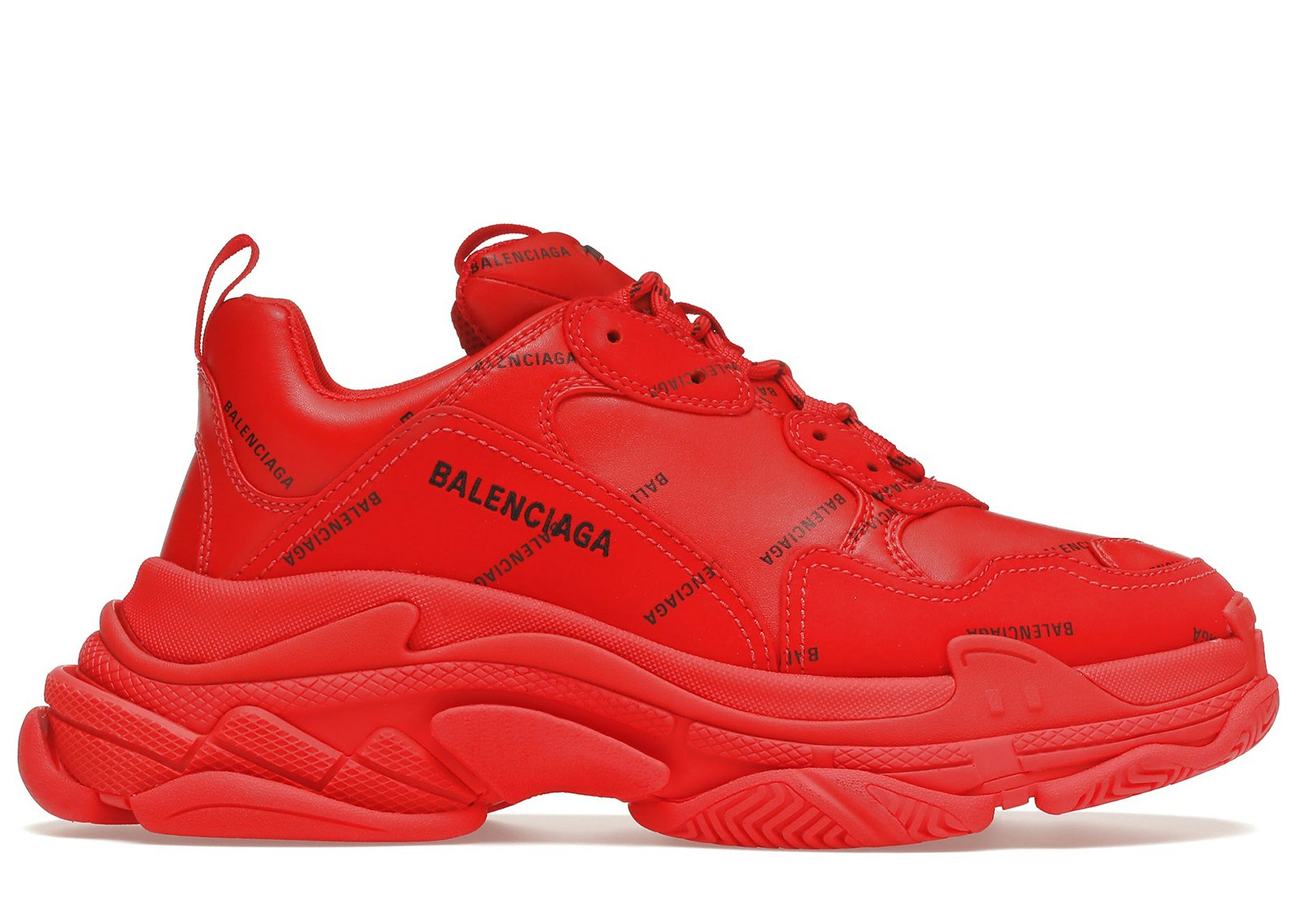 Balenciaga Triple S Logoprint Faux Leather Sneakers In Red  ModeSens